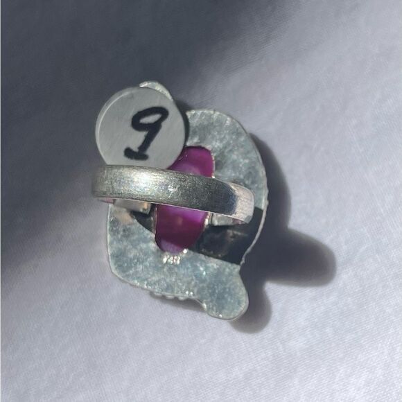 Pink Solar Quartz Sterling Silver Plated Ring - Picture 2 of 3